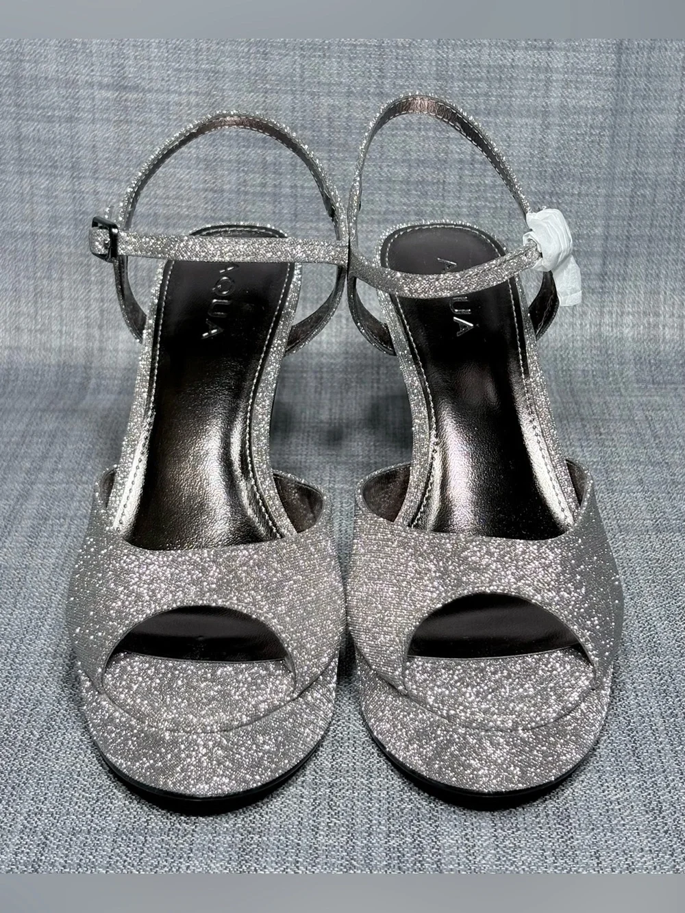 Aqua Women's Poppy Glitter Platform Sandals Silver Size 8